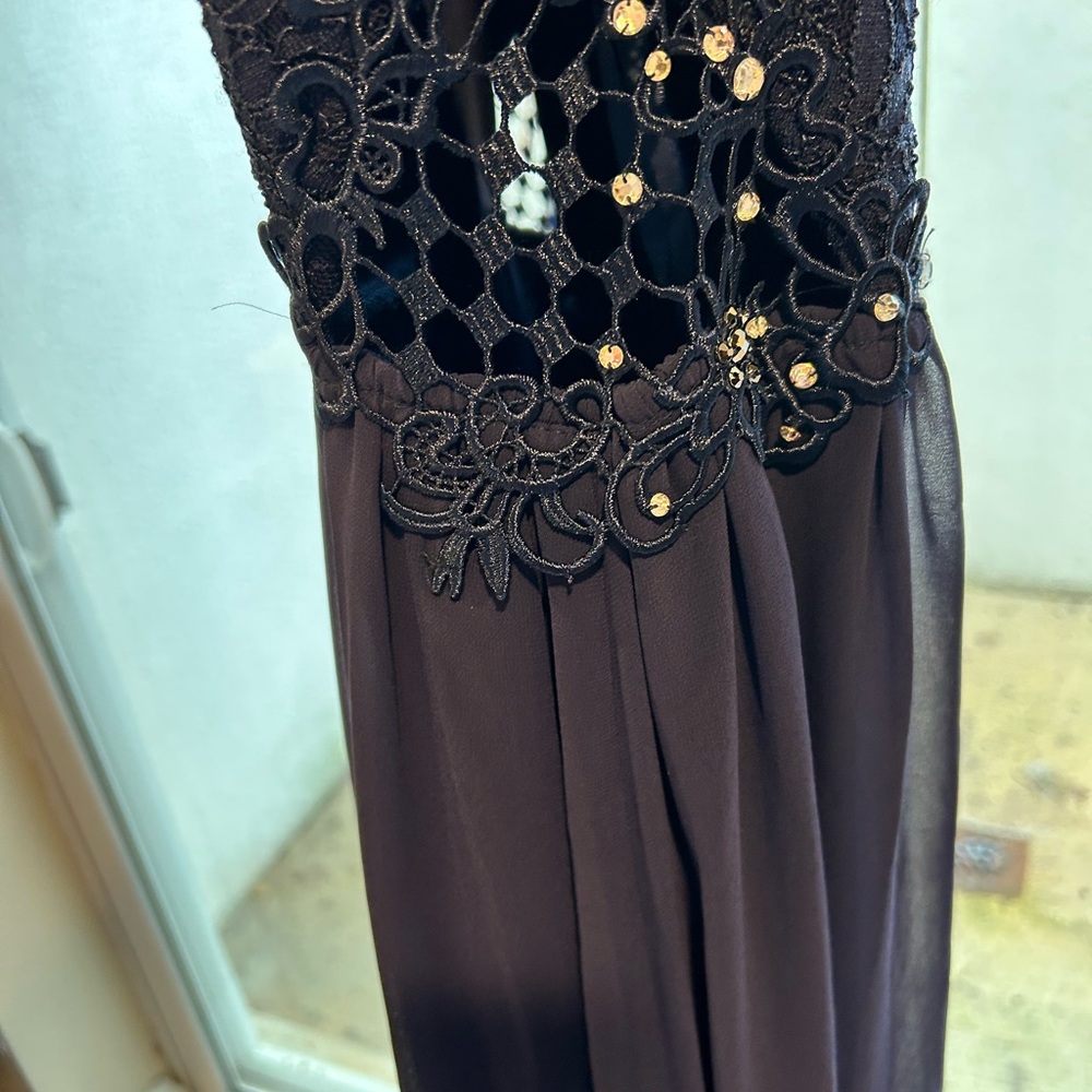 City Studio Blue Embellished Sequin Halter Dress - Picture 5 of 5